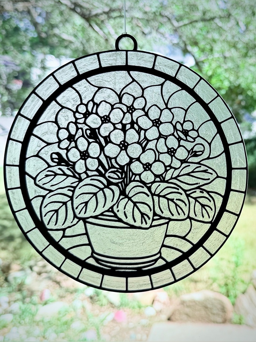 African Violets Suncatcher, Color Your Own Stained Glass Acrylic Window Decor